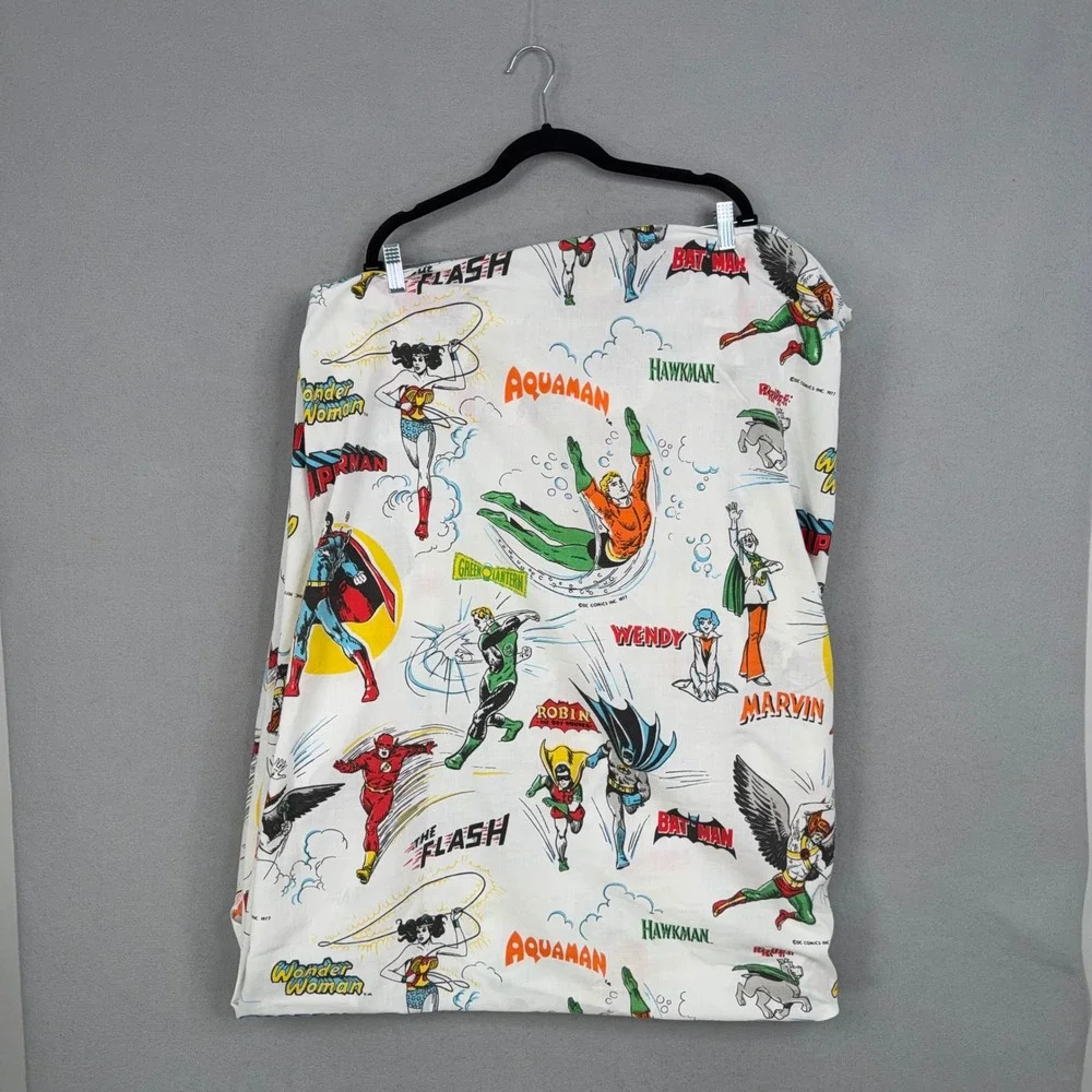 DC Comics Fitted Sheet Twin White Justice League Super Friends Vintage 1977